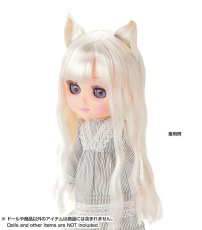 Photo1: 7-8 inch Doll Wig, Cat Ears Wavy Long, Platinum-White / ねこみみ横分けウエーブロングウィッグ プラチナホワイト (1)