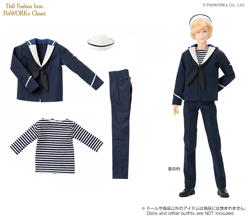 Outfit: Sailor Set for 1/6 scale Boys & Male Album, White/Navy 