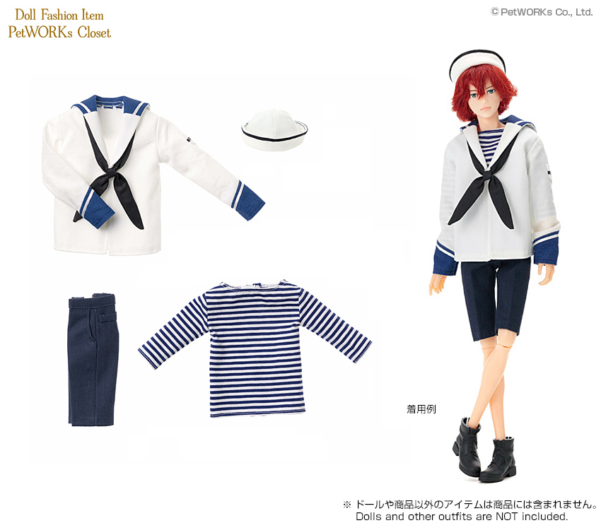 Outfit: Sailor Set for 1/6 scale Boys & Male Album, White/Navy 